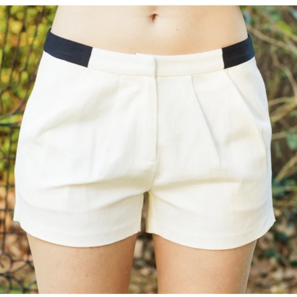 Aryn K white pleated textured cotton Melinda shorts XS *K - Picture 1 of 6